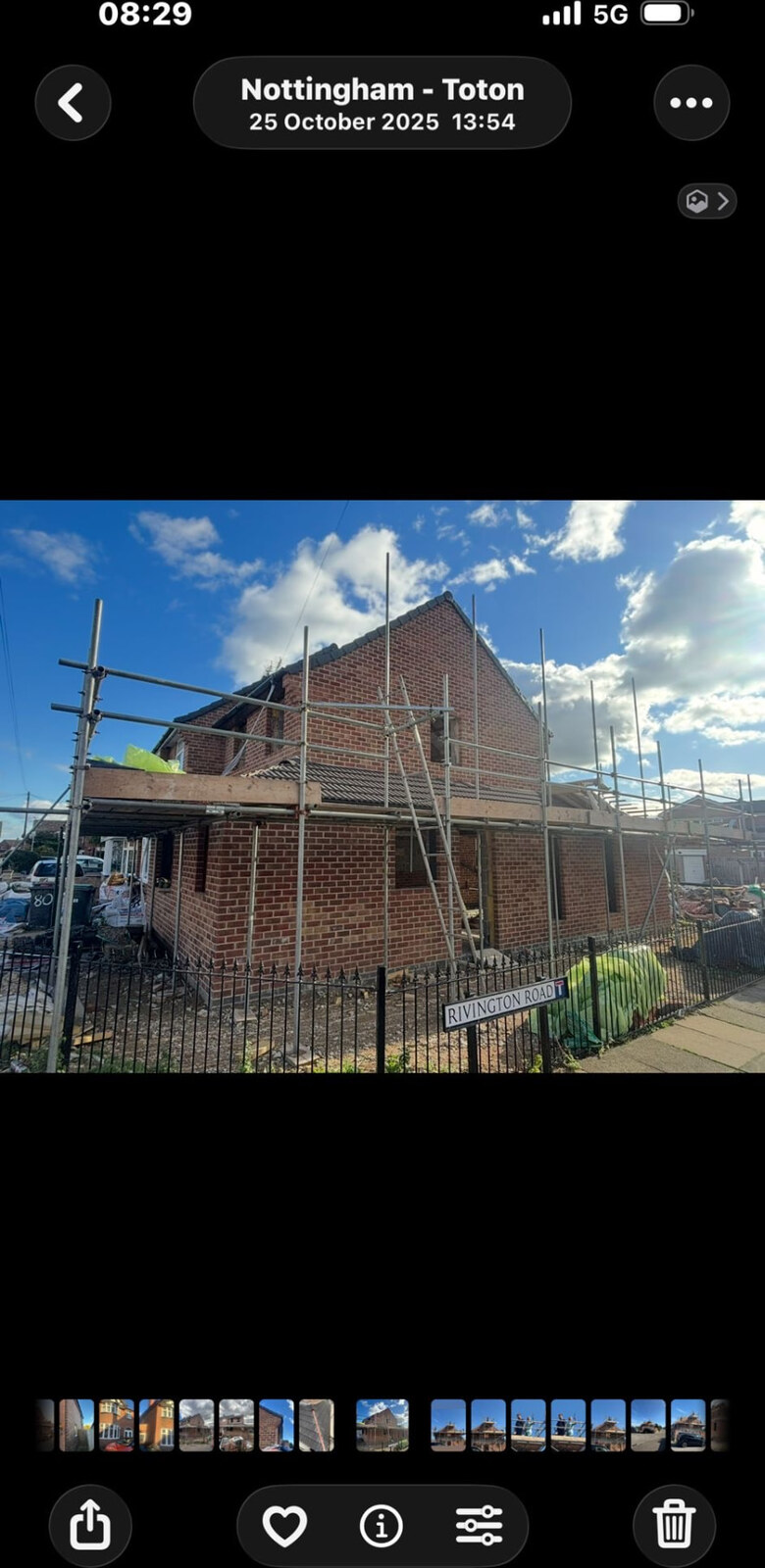 Two storey brick extension under scaffold on Rivington Road, Toton